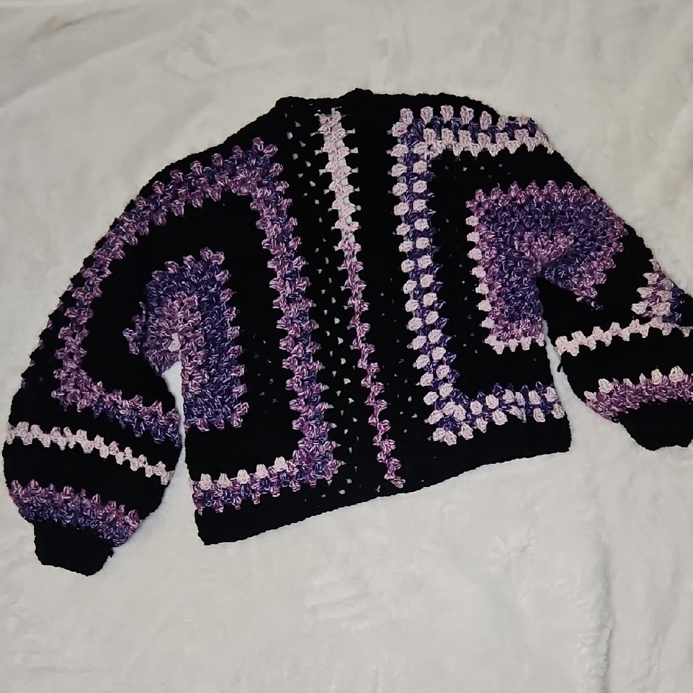 Handmade Crochet Hexagon Granny Square Cardigan - Picture 6 of 8